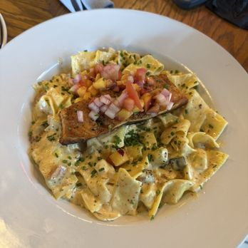 Black Rooster - Market Fish - salmon with pappardelle - Italian Near Me - West Columbia, South Carolina Black Rooster - Market Fish - salmon with pappardelle - Italian Near Me - West Columbia, South Carolina