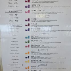 Revive Bowls and Smoothies - Menu 5/2026