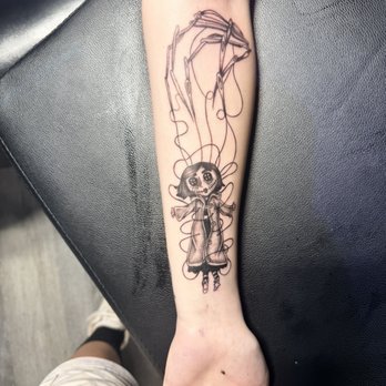Design Masters Tattoo Studio - custom coraline tattoo - Tattoo Near Me - Wichita Falls, Texas Design Masters Tattoo Studio - custom coraline tattoo - Tattoo Near Me - Wichita Falls, Texas