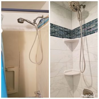 L&R Contractors - Old shower vs new shower - General Contractors Near Me