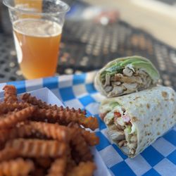 Tavern on Main - Chicken avocado wrap with sweet potato fries