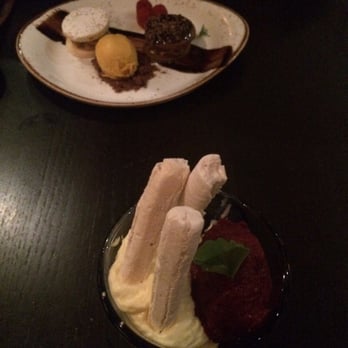 Tanta - Alfajores (top) Mazamorra with Chicha sorbet - Peruvian Near Me - Chicago, Illinois