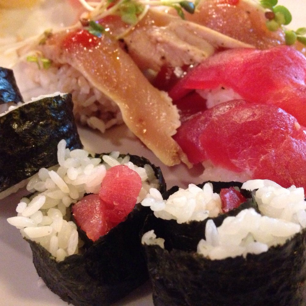 Sushi Camp - Yummy tuna roll next to seared yellowtail and some more tuna...boyfriend was really happy with his meal! - Sushi Bars Near Me - Temecula, California Sushi Camp - Yummy tuna roll next to seared yellowtail and some more tuna...boyfriend was really happy with his meal! - Sushi Bars Near Me - Temecula, California