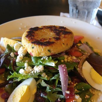Buco Kitchen and Bar - Cobb salad topped with a crab cake - Burgers Near Me - Tequesta, Florida Buco Kitchen and Bar - Cobb salad topped with a crab cake - Burgers Near Me - Tequesta, Florida