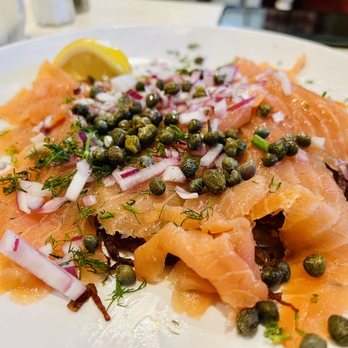 Red House Cafe - Smoked salmon on potato pancake ($15) - Breakfast & Brunch Near Me - Pacific Grove, California Red House Cafe - Smoked salmon on potato pancake ($15) - Breakfast & Brunch Near Me - Pacific Grove, California