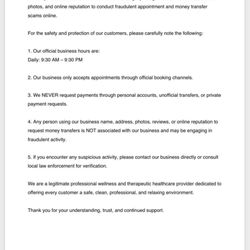 Foot & Body Spa - This matter has already been reported to local law enforcement.""Please contact our store directly for verification.