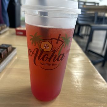 Aloha Waffle Bar - Cherry blossom strawberry tea with strawberry boba. - Breakfast & Brunch Near Me - Jacksonville Beach, Florida Aloha Waffle Bar - Cherry blossom strawberry tea with strawberry boba. - Breakfast & Brunch Near Me - Jacksonville Beach, Florida
