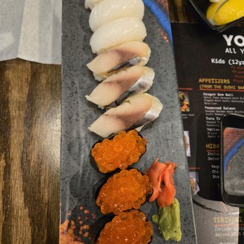 Yoshi Mame - Squid, mackerel, and salmon roe nigiri - Sushi Bars Near Me - Albuquerque, New Mexico