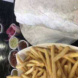 Fries, Cali and salsas. Fries, Cali and salsas.