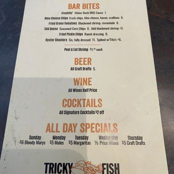 Tricky Fish - Bar Menu - Seafood Near Me - Fort Worth, Texas
