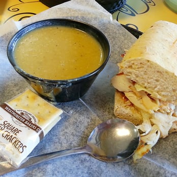 Simon's Coffee House - Santa Fe panini Turkey & bacon with red lentil soup - Delis Near Me - Sarasota, Florida