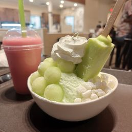 Guava slushy and the honeydew bingsu Guava slushy and the honeydew bingsu
