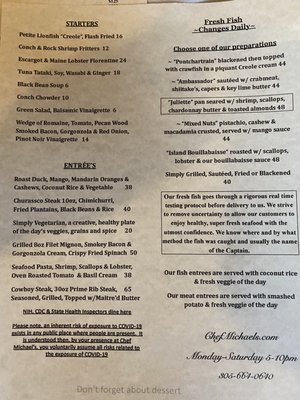 Menu photo 2 Chef Michael's Islamorada, FL