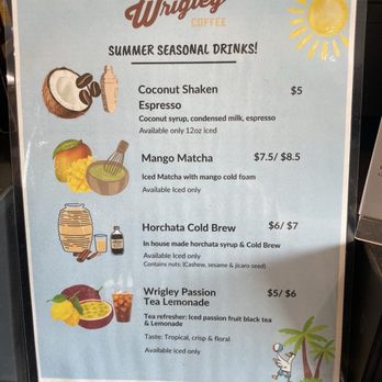 Wrigley Coffee - New Summer Seasonal Drinks menu - Coffee & Tea Near Me - Long Beach, California