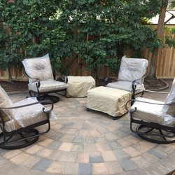 KB Patio Furniture - Conversation Area with 4 swivel rockers ant two ottoman.