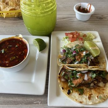 La Esquina - Birria tacos w/ consome & Cucumber lime agua Fresca - Mexican Near Me - Los Gatos, California
