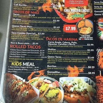 CaliTacos Restaurant - Page 1 of menu - Mexican Near Me - Gilbert, Arizona CaliTacos Restaurant - Page 1 of menu - Mexican Near Me - Gilbert, Arizona