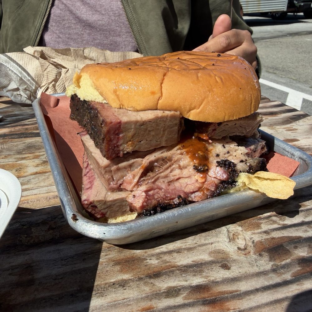 Ridiculously large brisket sandwich