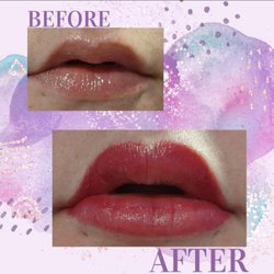 Karo Aesthetics & Ink - Lip blushing before and after