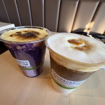 Neighborhood Cafe - Ube Latte Brulee Latte- Banana Brulee Latte - Bubble Tea Near Me - Tukwila, Washington