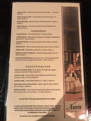 Menu photo 4 Xunta - Tapas España Caldwell, NJ