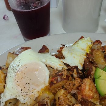 Café Locale - Hangover skillet. Incredible coffee and Hibiscus fresco. - Breakfast & Brunch Near Me - Attleboro, Massachusetts
