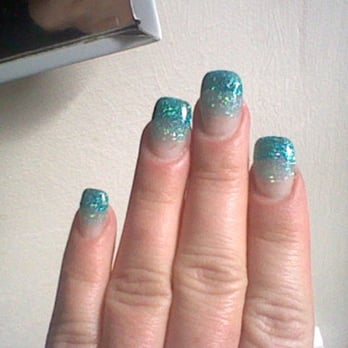 Classy Nail Spa - two color glitter gradient, acrylic with gel on top - Nail Salons Near Me - Alameda, California