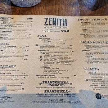 Zenith - Brunch & Cocktails - Menu (food) - Breakfast & Brunch Near Me - Porto, 13 Zenith - Brunch & Cocktails - Menu (food) - Breakfast & Brunch Near Me - Porto, 13