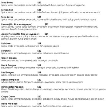 Momo Sushi - Premium rolls menu - Sushi Bars Near Me - Riverside, California Momo Sushi - Premium rolls menu - Sushi Bars Near Me - Riverside, California