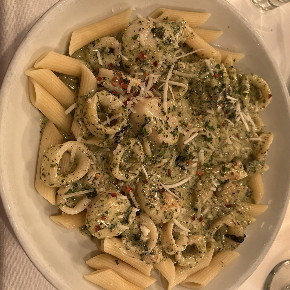 Stefano's - Seafood and creamy pesto with penne - Seafood Near Me - Beach Haven, New Jersey Stefano's - Seafood and creamy pesto with penne - Seafood Near Me - Beach Haven, New Jersey