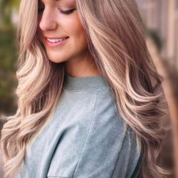 The Beauty Suite - Face framing balayage highlights hair extensions blonde