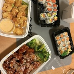 Gf chicken, Salmon Avocado Roll, Gluten Free Rock Shrimp Tepura Gf chicken, Salmon Avocado Roll, Gluten Free Rock Shrimp Tepura