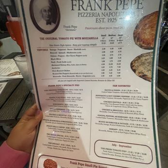 Frank Pepe Pizzeria - menu - Pizza Near Me - Plantation, Florida Frank Pepe Pizzeria - menu - Pizza Near Me - Plantation, Florida