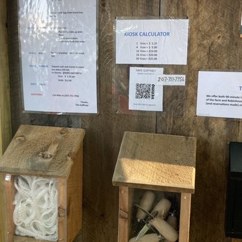 Eros Oyster - Honor system kiosk with bags and shucking knives. - Farms Near Me - MacMahan, Maine Eros Oyster - Honor system kiosk with bags and shucking knives. - Farms Near Me - MacMahan, Maine