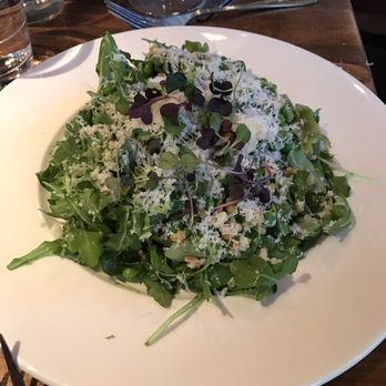 Beatrix - Three grain salad- sugar snap peas, pea tendrils, arugula, bulgar, freekeh, millet, goat Gouda with house vinaigrette. - New American Near Me - Chicago, Illinois Beatrix - Three grain salad- sugar snap peas, pea tendrils, arugula, bulgar, freekeh, millet, goat Gouda with house vinaigrette. - New American Near Me - Chicago, Illinois
