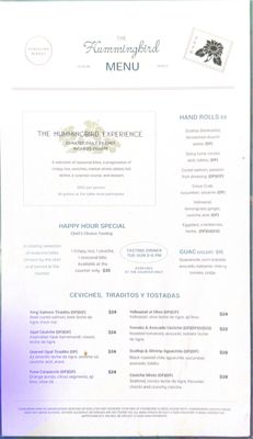 Menu photo 1 The Hummingbird Los Angeles, CA Menu photo 1 The Hummingbird Los Angeles, CA
