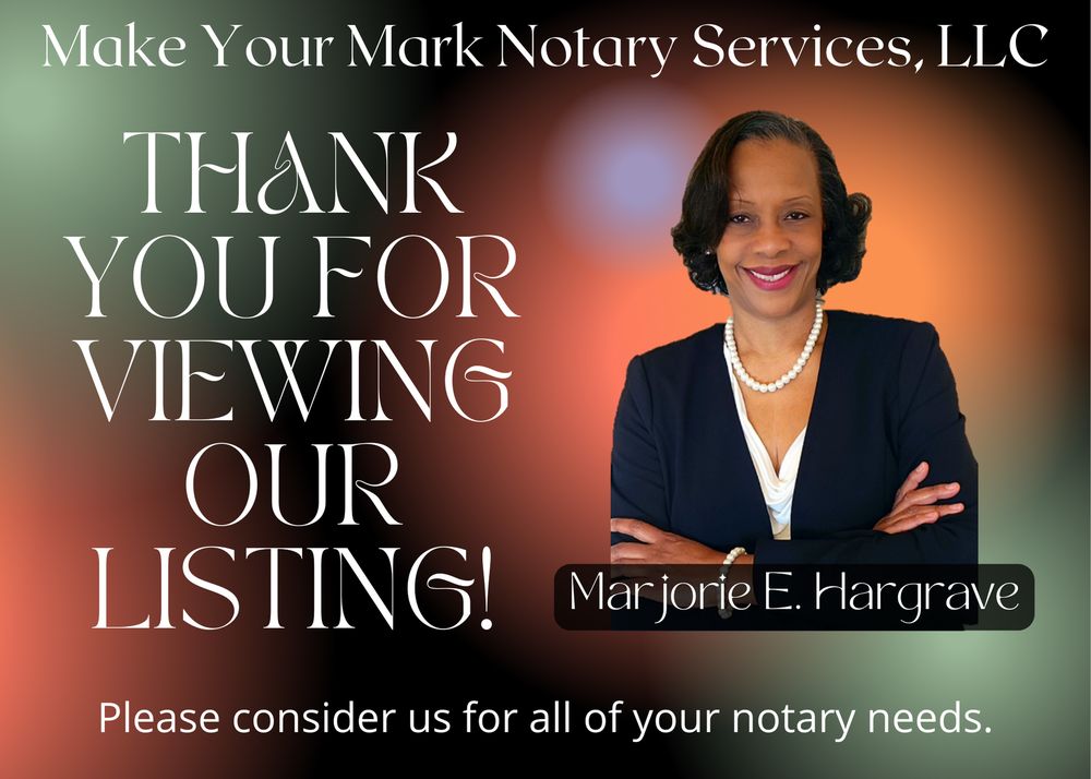 MAKE YOUR MARK NOTARY SERVICES Request a Quote IND HILLSIDE, New