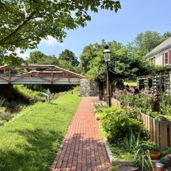 Homestead Coffee Roasters - The back with outdoor seating facing the Delaware Canal Trail