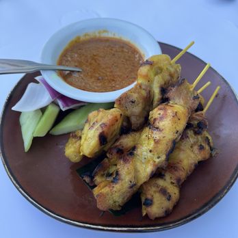 Banana Leaf Restaurant - Chicken satay - so tender and juicy!  Love the sauce! - Singaporean Near Me - Milpitas, California