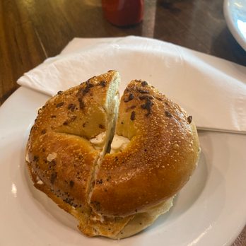 Wescafe - onion bagel with cream cheese - Coffee & Tea Near Me - Alameda, California