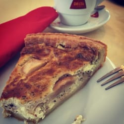 Mercearia - Delicious. Pear quiche with feta, Rosemary, and toasted walnuts. Amazing flaky pastry, savory and tangy.