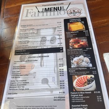 Farmhouse Cafe - Menu - Breakfast & Brunch Near Me - Honolulu, Hawaii