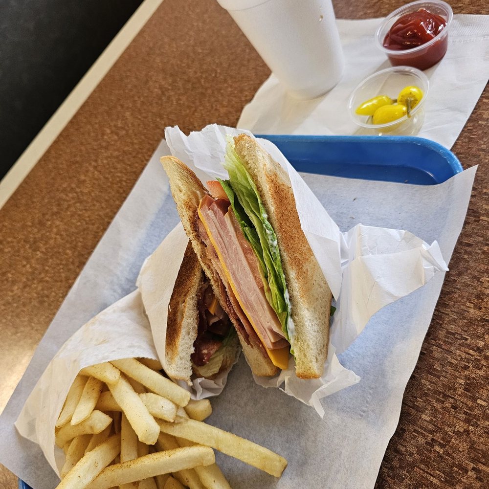 Pharo's Burgers - Club sandwich combo: club sandwich,  fries, and a small drink - Burgers Near Me - Alhambra, California