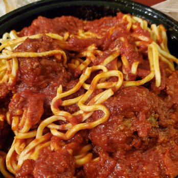 Mrs. Robino's Restaurant - Sorry, mixed into it as soon as I opened the container. Spaghetti with meat sauce and 2 meatballs. - Italian Near Me - Wilmington, Delaware Mrs. Robino's Restaurant - Sorry, mixed into it as soon as I opened the container. Spaghetti with meat sauce and 2 meatballs. - Italian Near Me - Wilmington, Delaware