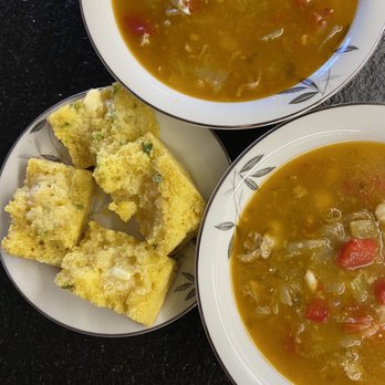 Green Top Farms - Green posole soup with jalapeño cheddar cornbread. - Food Delivery Services Near Me - Brooklyn, New York Green Top Farms - Green posole soup with jalapeño cheddar cornbread. - Food Delivery Services Near Me - Brooklyn, New York