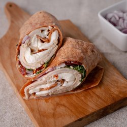 The Whole Wheatery - Tomato Basil Turkey Wrap!