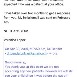 Sandra Bender MD, FAAP - Bad customer service