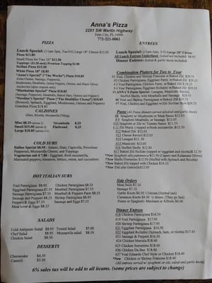 Menu photo 2 Anna's Pizza Palm City Palm City, FL Menu photo 2 Anna's Pizza Palm City Palm City, FL