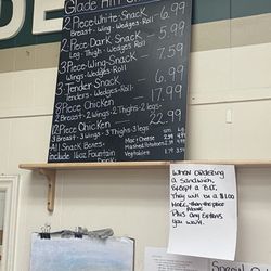 Glade Hill Minute Market - Chicken and deli menu
