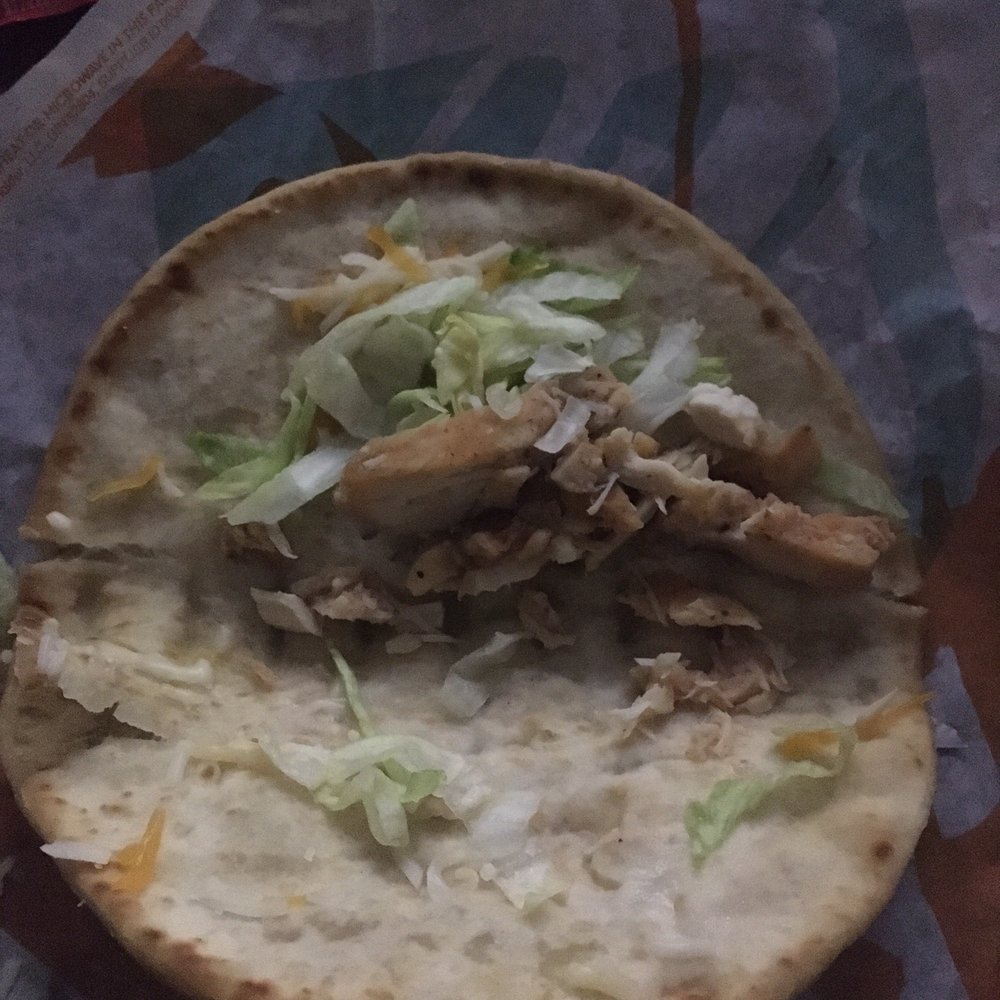 Meager serving of a chicken chalupa Meager serving of a chicken chalupa